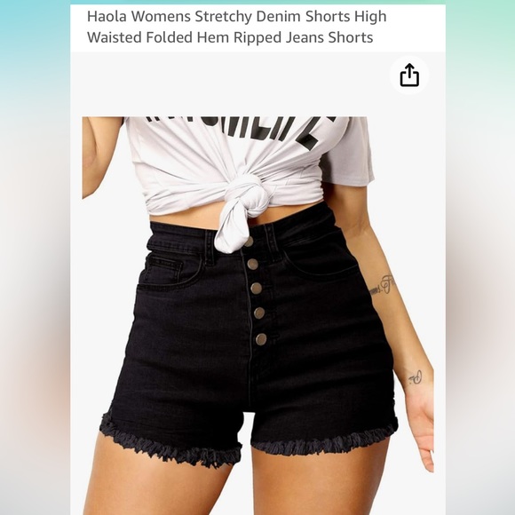 5 Button Denim Shorts - Picture 1 of 7